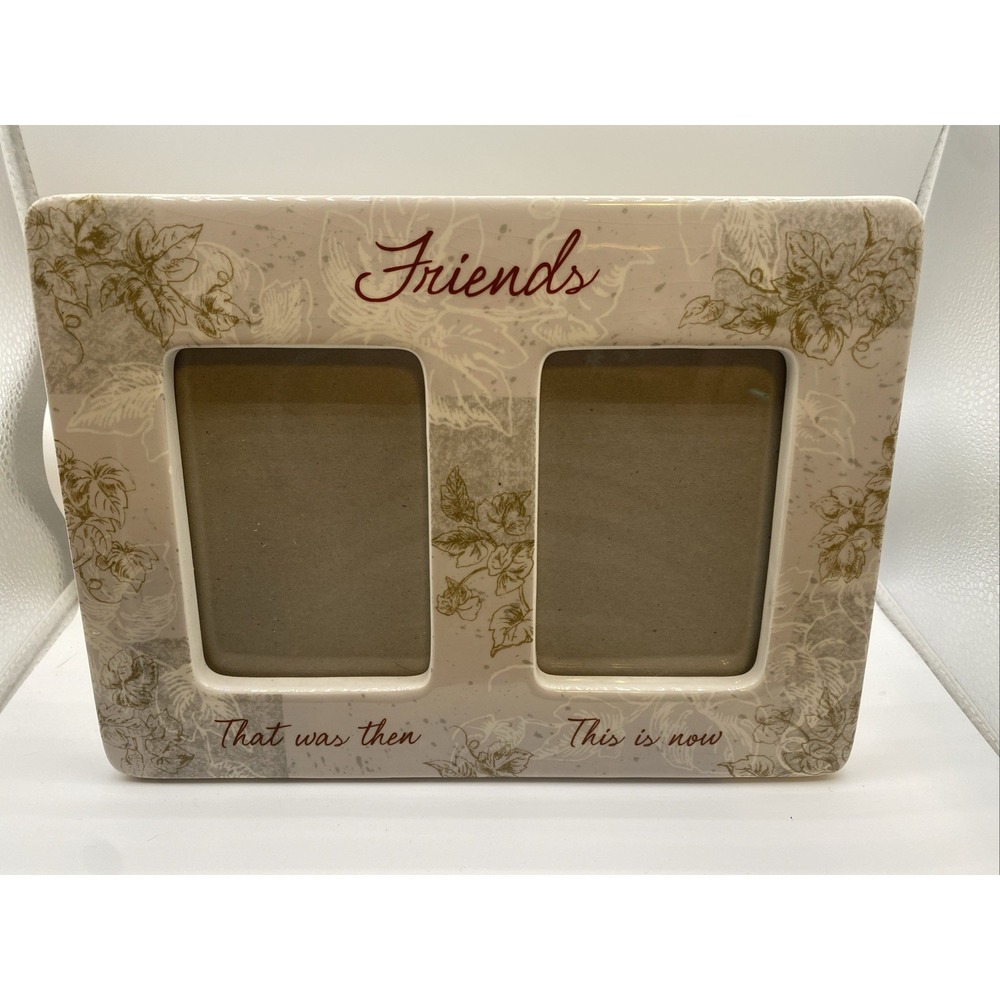 PICTURE FRAME-Friends-THAT WAS THEN-THIS IS NOW-2 PHOTO FRAME-POWDER BLUE WHITE